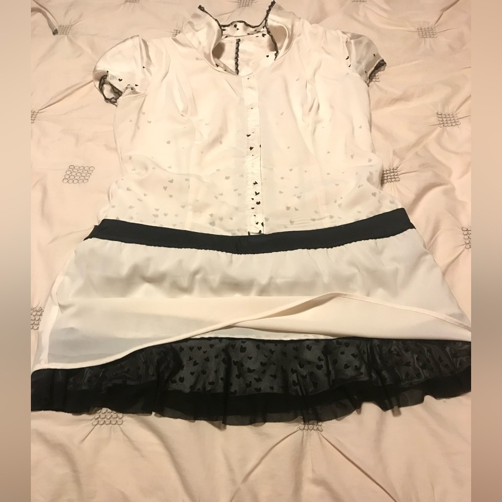 Bebe White & Black Short Sleeve Mini Flirty Dress in sz L. Like new. - Picture 16 of 16